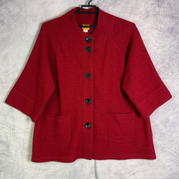 Wool women's coat sz 1X Red artsy old money classic academia whimsigoth - Picture 1 of 9